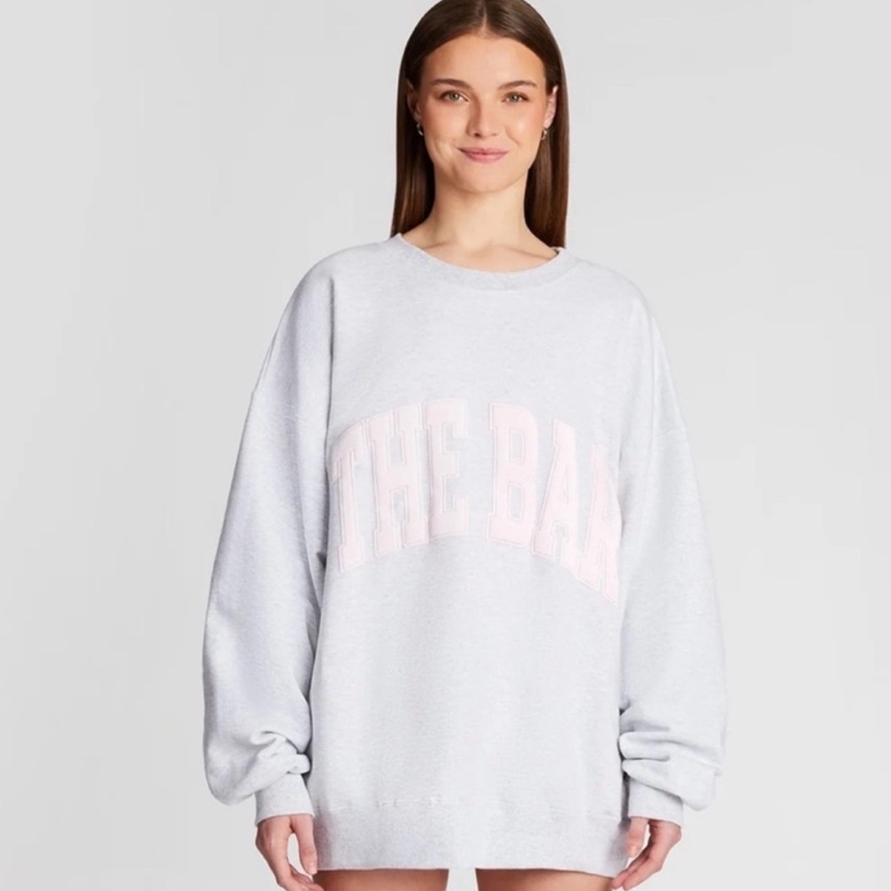 Gray Sweatshirt with Pink Lettering